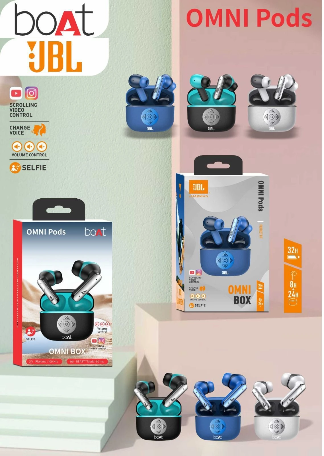 Omni Pods Wireless Earbuds with Controller