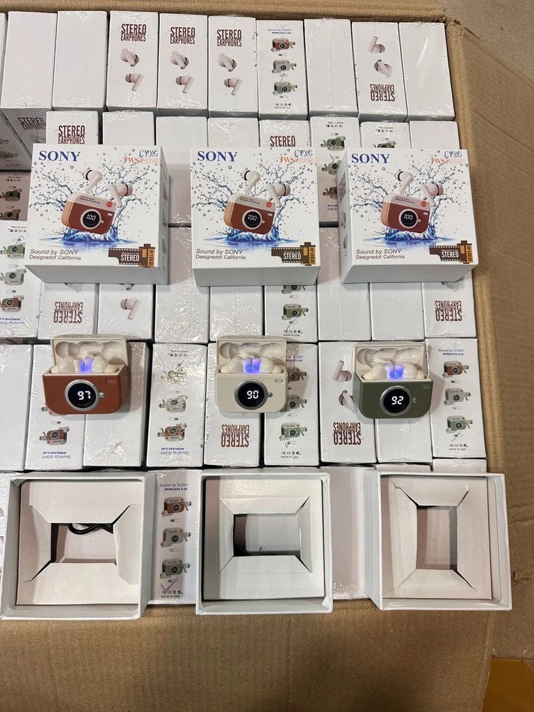 [MOB-81850fe0-fb01-49f6-bbbc-4778517dbcd3] Sony Q86 Retro Camera Shape Earbuds ( Hard Box )
